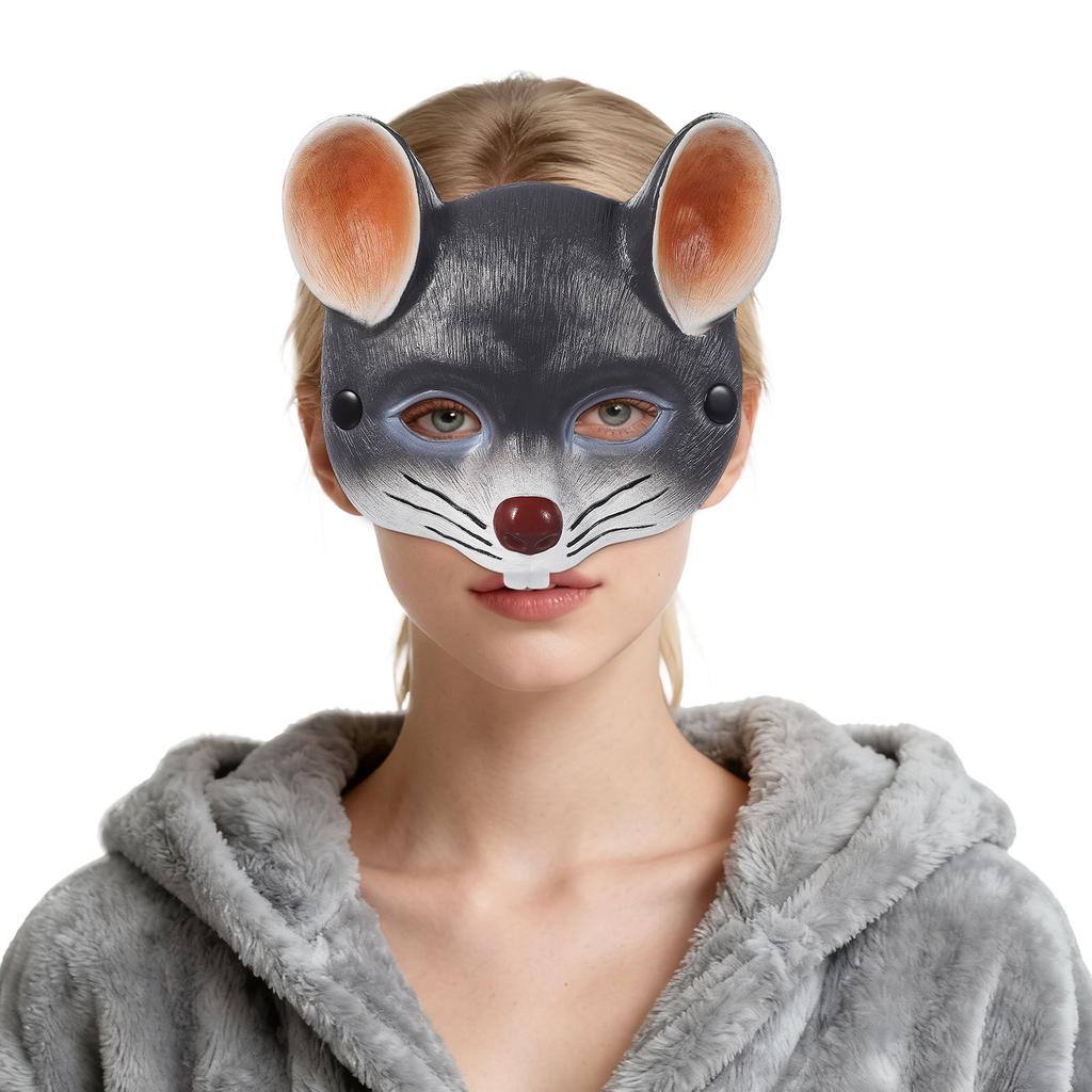 1Pcs Carnival Mouse Mask Creative 3D Party Face Cover Halloween Masquerade Cosplay Dance Supplies Light Grey Carnival Mask
