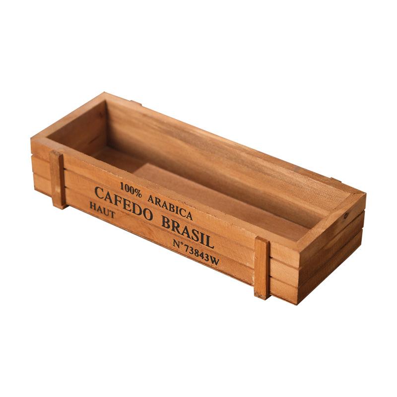 Retro plant garden, storage box wood Vintage for miscellaneous items, stationery, box for pens, pencils, pots of flowers
