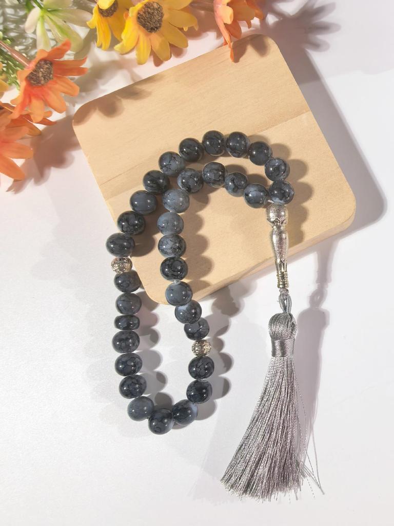 Middle East Islamic Prayer Beads: 33 Large 10mm Flower Glass Beads Ornament