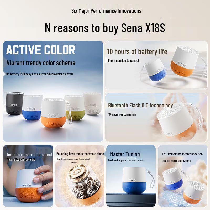 SANAG X18S Portable Waterproof HIFI Bluetooth Speaker CN Plug (adapter Included) (CN Version)