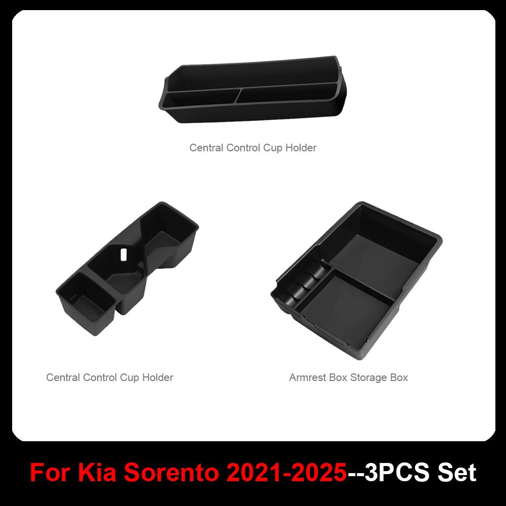 For Kia Sorento -2025 Center Console Water Cup Holder Center Console Armrest Storage Organizer Tidying Storage Box Accessory
