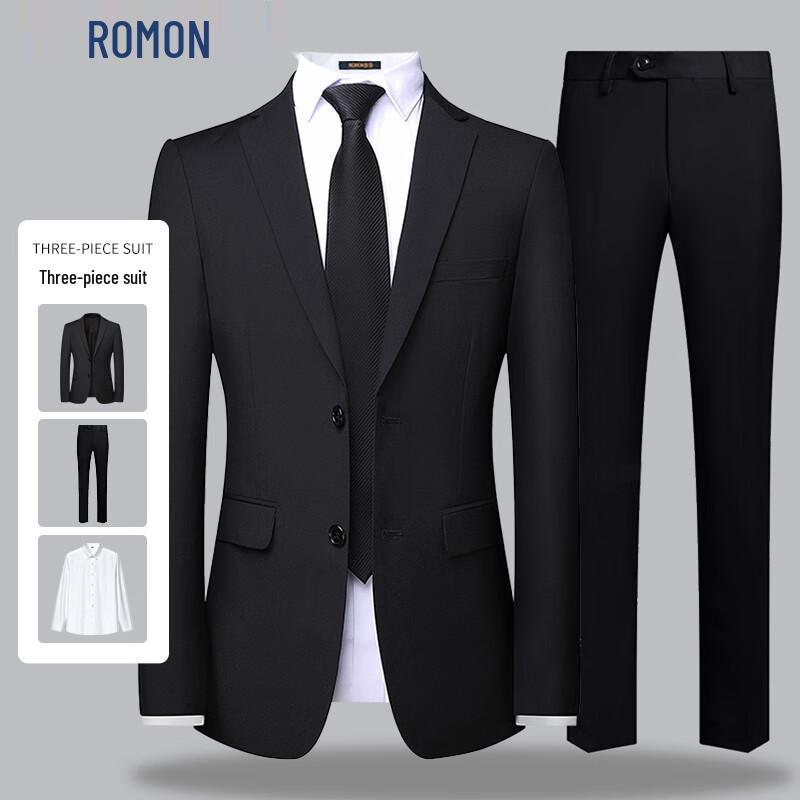 ROMON Men's Slim Fit Business & Wedding Suit Set