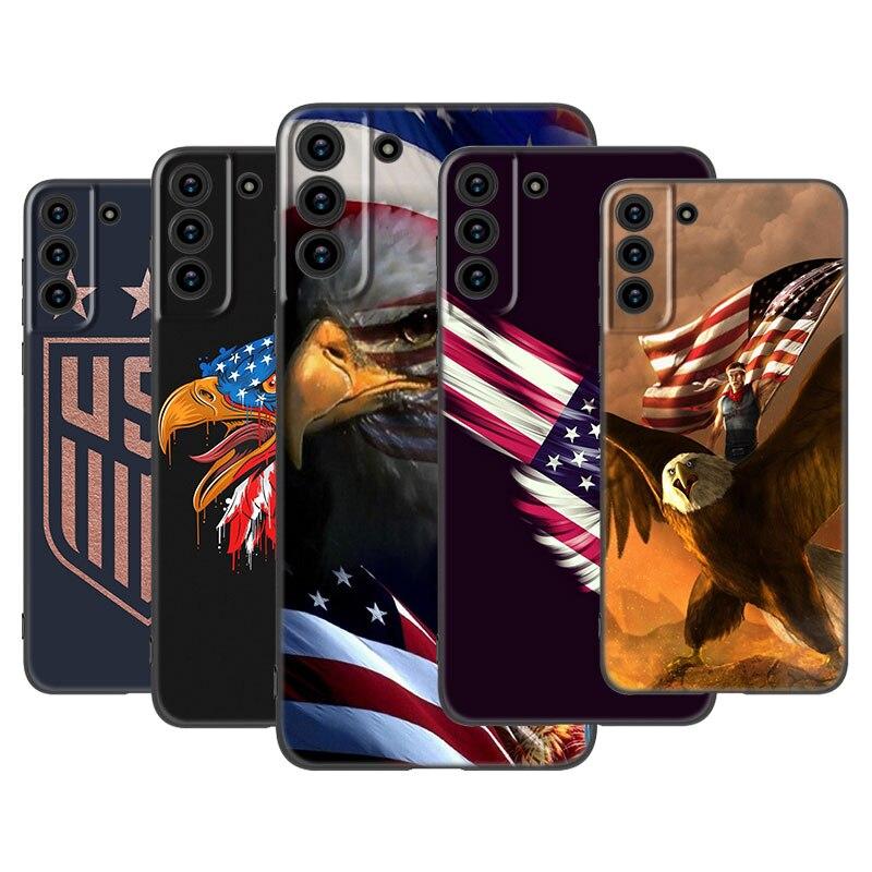 

America USA Flag Phone Case For Samsung Galaxy S22 S21 S20 Ultra FE S10 Lite 5G S10E S9 S8 Plus Soft TPU Black Cover