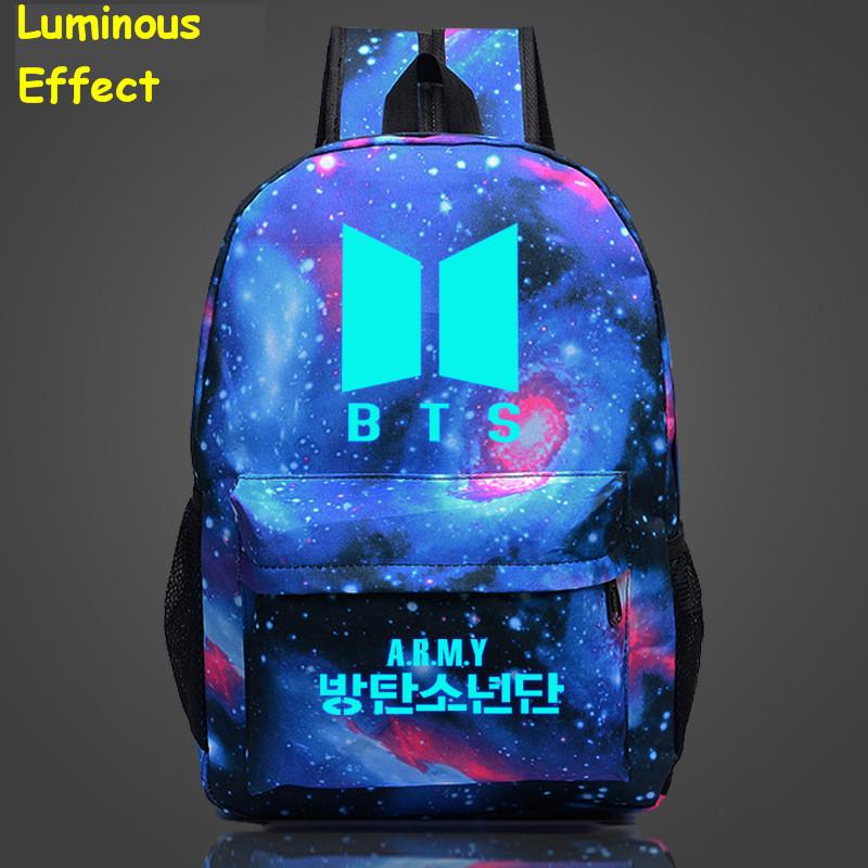 Bts Kpop Bangtan Boys Leuchtender Rucksack Mode Nylon Schulter Reise Tasche Schule