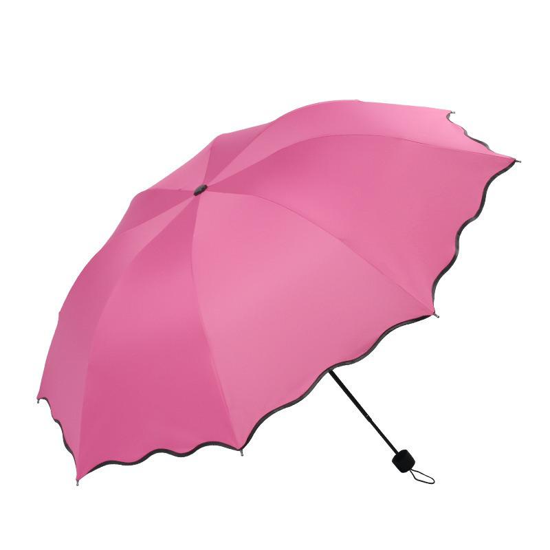 Ombrello Pieghevole di Lusso da Donna: Fiorisce quando bagnato, Protezione dal sole e dalla pioggia, Design pubblicitario