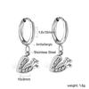 Spiral Planet Earrings Design Mushroom U-Shaped Fishtail with White Diamond Ear Buckle Stainless Steel Earrings