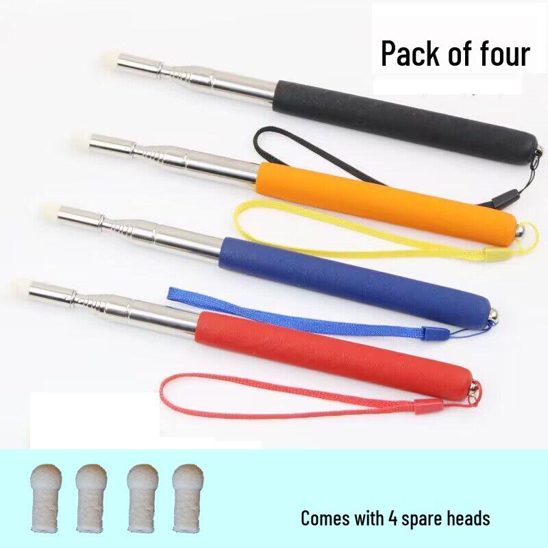 Set of 4 Retractable 1-Meter Teaching Pointer Pens with Rubber Grip for Whiteboards.