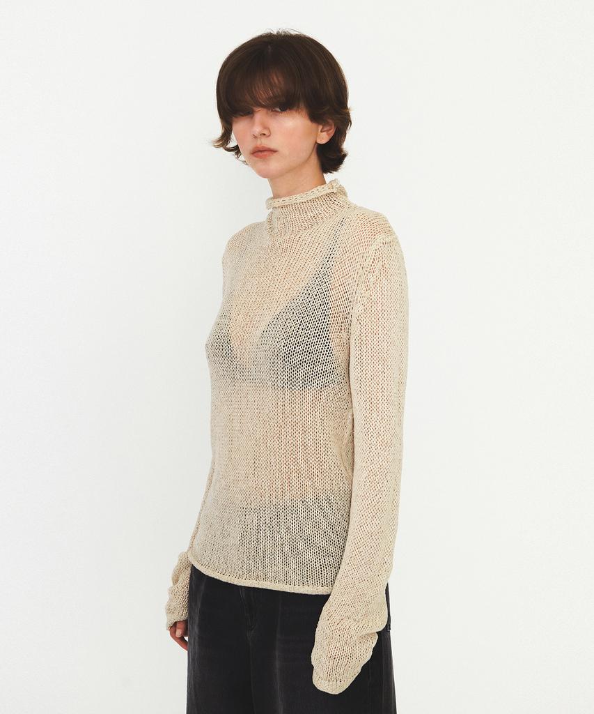 Daiaegeuneol Poloneck Netting Knit (Beige)