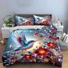 Hummingbird Floral Jewel Decor Bedding Set with 1 Duvet Cover 2 Pillowcases Single Double King Queen Gift