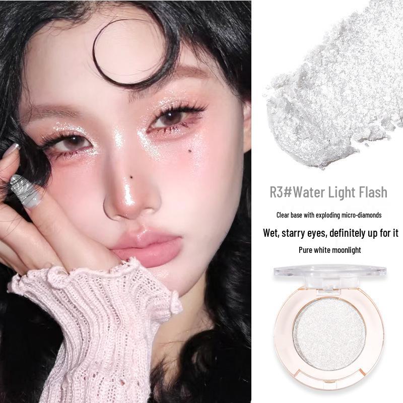 

Xixi Silver Moon Highlight Powder: Pearlescent Iridescent Korean-Style Eyeshadow & Face Contour Brightener