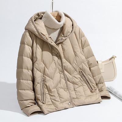 Down Jacket Women's Short Hooded Korean White Duck Down Loose Casual Warm Jacket