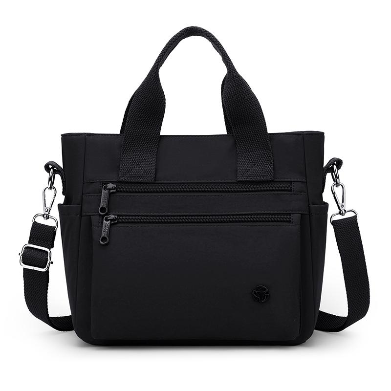 Borsa Tote Versatile in Nylon con Tasche Multiple con Zip Tracolla Regolabile Borsa a Spalla Casual per Donne Quotidiana
