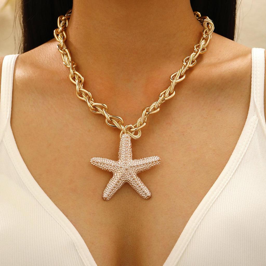 Bohemian Beach Style Conch Earrings & Necklace Set - Exaggerated Holiday Fashion Jewelry for Women
