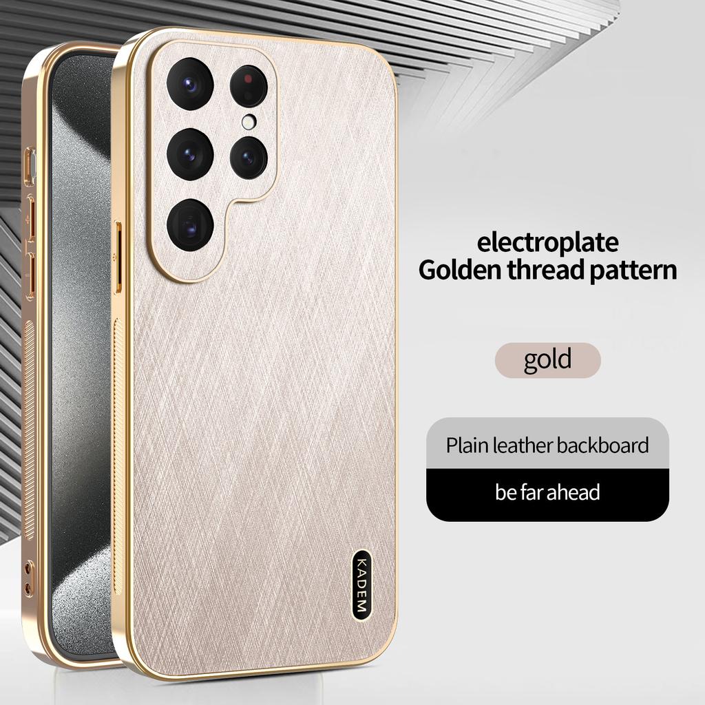 Luxury Bamboo Leather Phone Case For Samsung Galaxy S25 S24 S23 S22 S21 FE Note20 Plus Ultra-thin Electroplate Silicone Cover