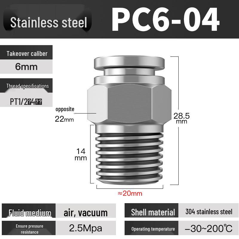 Stainless Steel Pneumatic Air Hose Quick Connect Elbow PC4-01/PL6/8/10/12 Connector