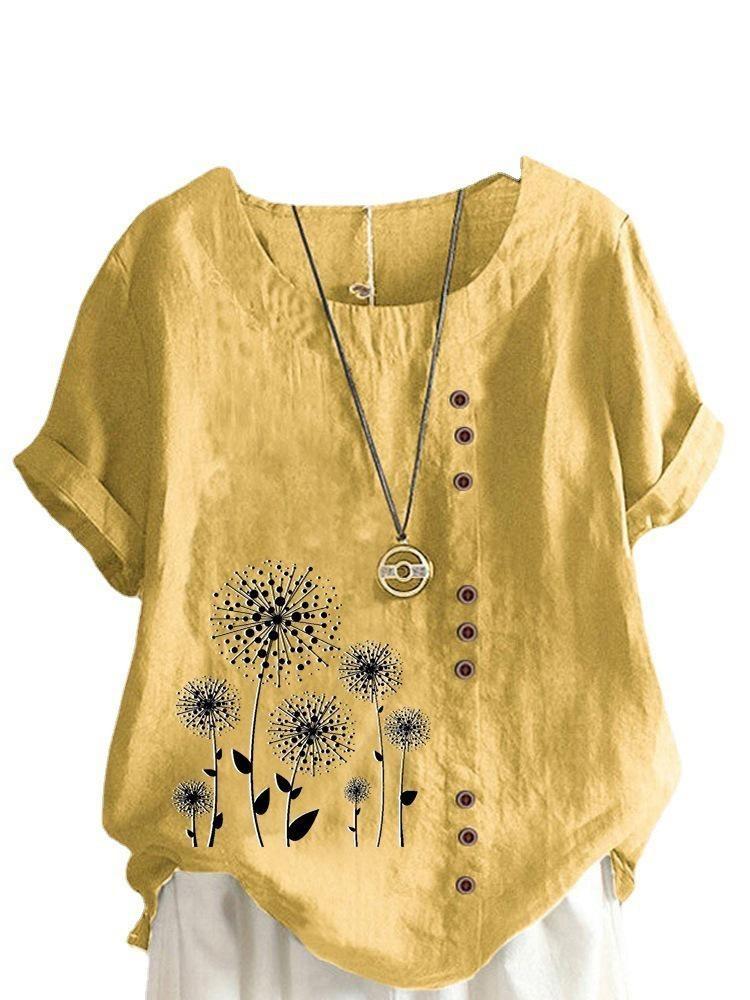 2024 Spring Summer Women Printed Loose Fit Pullover Shirt Large Size