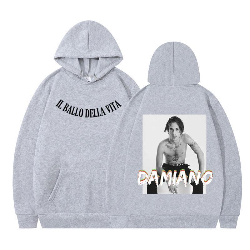 Damiano David Popmusik Print Hoodie Herren Damen Oversized Sportbekleidung Lange Ärmel Hip-Hop Harajuku Kapuzenpullover Streetwear