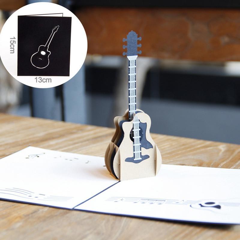 3D für Pop-Up-Gitarre Grußkarte für Glückwünsche Musikliebhaber Alles Gute zum Geburtstag Danke mit Umschlag Einladung, Neujahr G