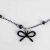 URBANIA Black Ribbon Bead Necklace DDA0047