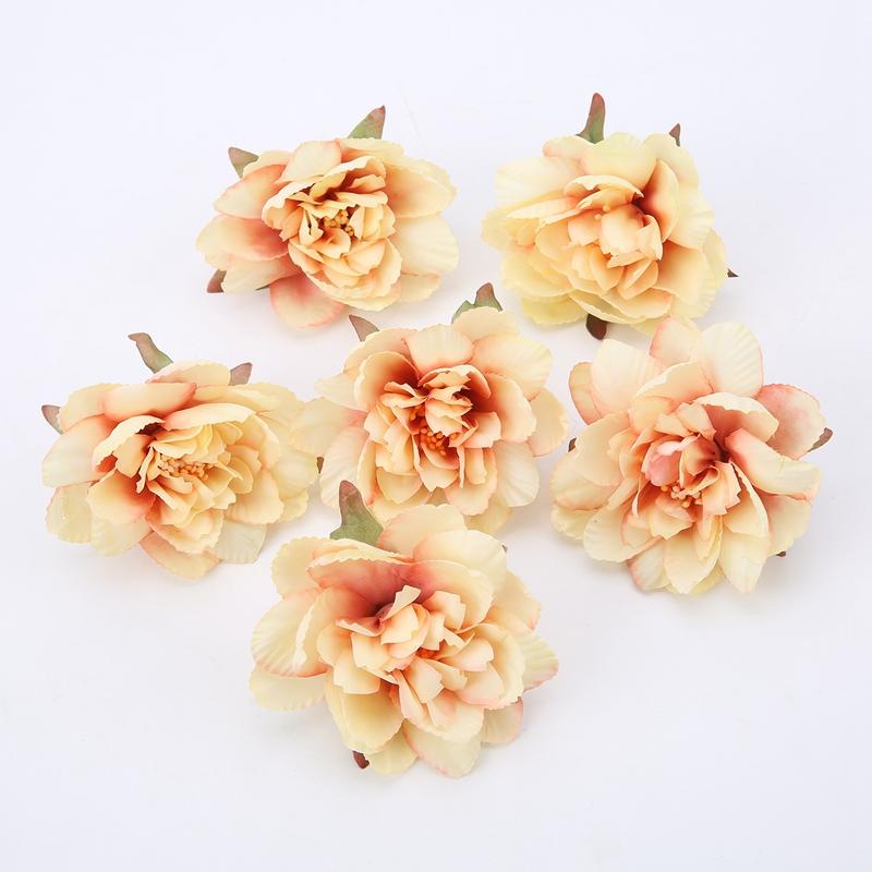 5Pcs Artificial Flowers 7.5cm Fake Flowers Heads for Home Room Dceor Garden Wedding Marriage Decoration Garland Gifts Accessory