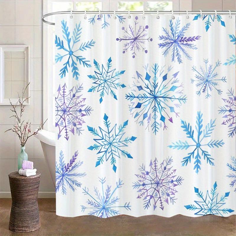

1Pc Winter Snowflake Pattern Shower Curtain, Polyester Fabric, Machine Washable, Suitable For Bathroom Decoration W60H190(CM)-1 Pcs