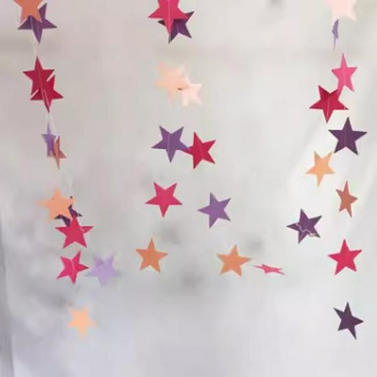 

Wedding Star Garland - 4m Banner, Five-Pointed Star Ornaments, Ideal for Birthdays, Parties, and New Year Decorations