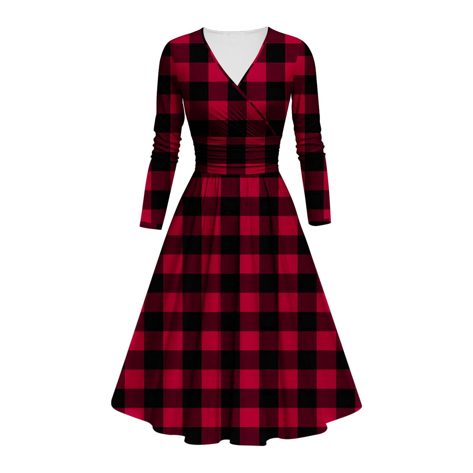 Женское модное облегающее платье с V-образным вырезом и длинными рукавами — фото 12