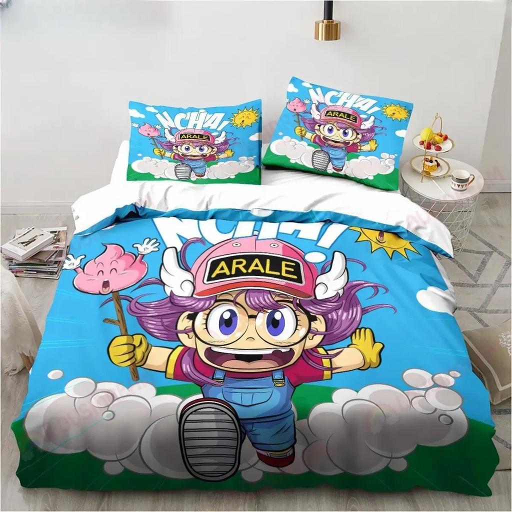 New Cute Cartoon DR S-Slump Arale Anime Bedding Set King Twin Double Microfiber Duvet Cover