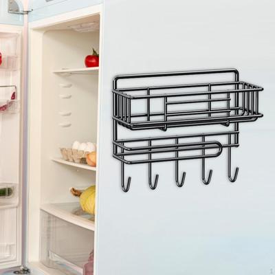 Fridge Side Rack Over The Door Pantry Organizer Paper Towel Holder with Hook Hanging Basket Spice