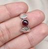 Red Garnet 925 Sterling Silver Ring – Adjustable Leaf Design, Natural Gemstone January Birthstone Jewelry