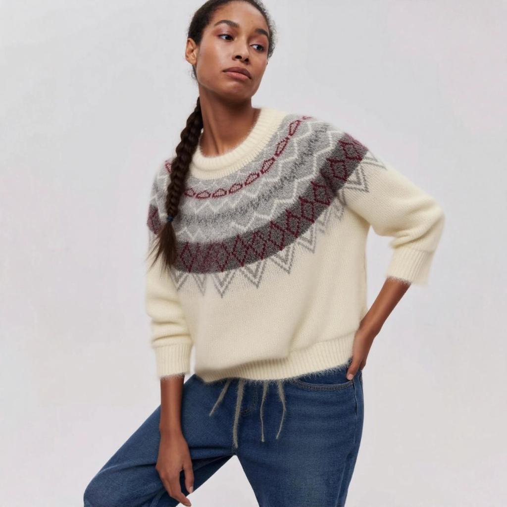Fair Island Christmas Wind Knitted Sweater Jacquard Pattern Soft Waxy Plush Atmosphere Sweater Women's Loose Type