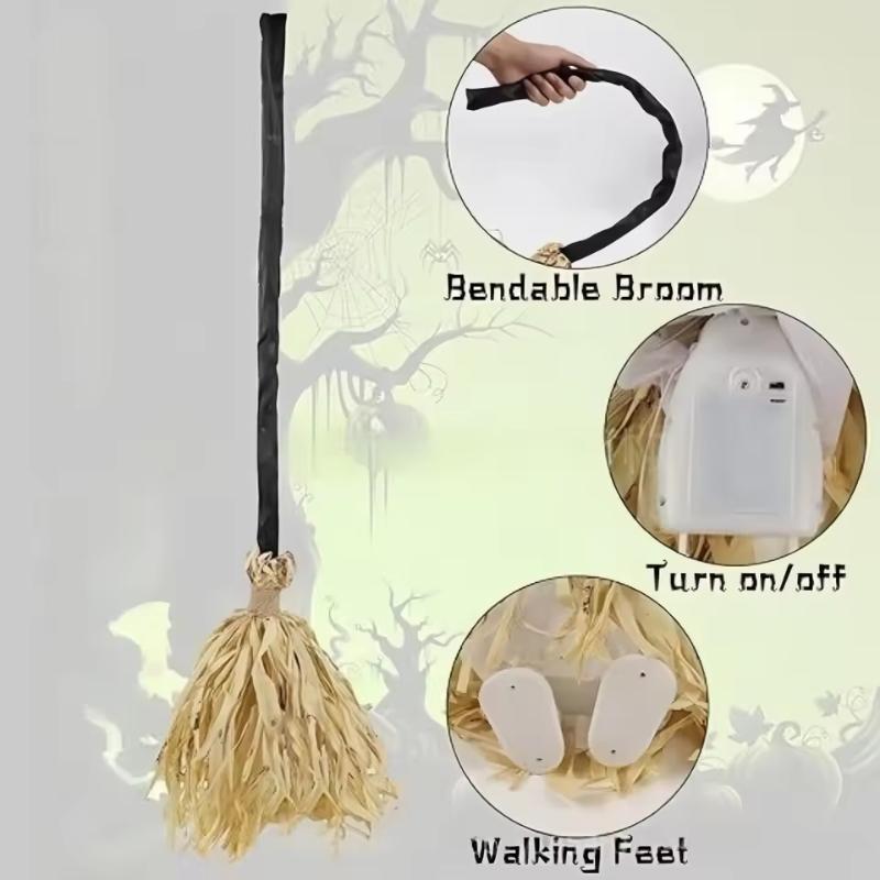 Halloween Magic Witch Broomstick,Animated Dancing Glowing Witch Broomstick With Weird Sounds Fun Halloween Party Prop