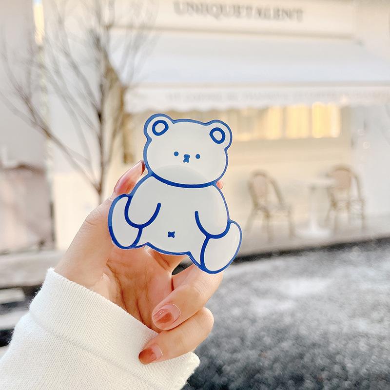Kreslený Roztomilý Medvídek Skládací Prstový Kroužek Griptok Držák Telefonu pro IPhone 15 Samsung Podpůrný Socket Kapsa Grip Tok Stojan Držák