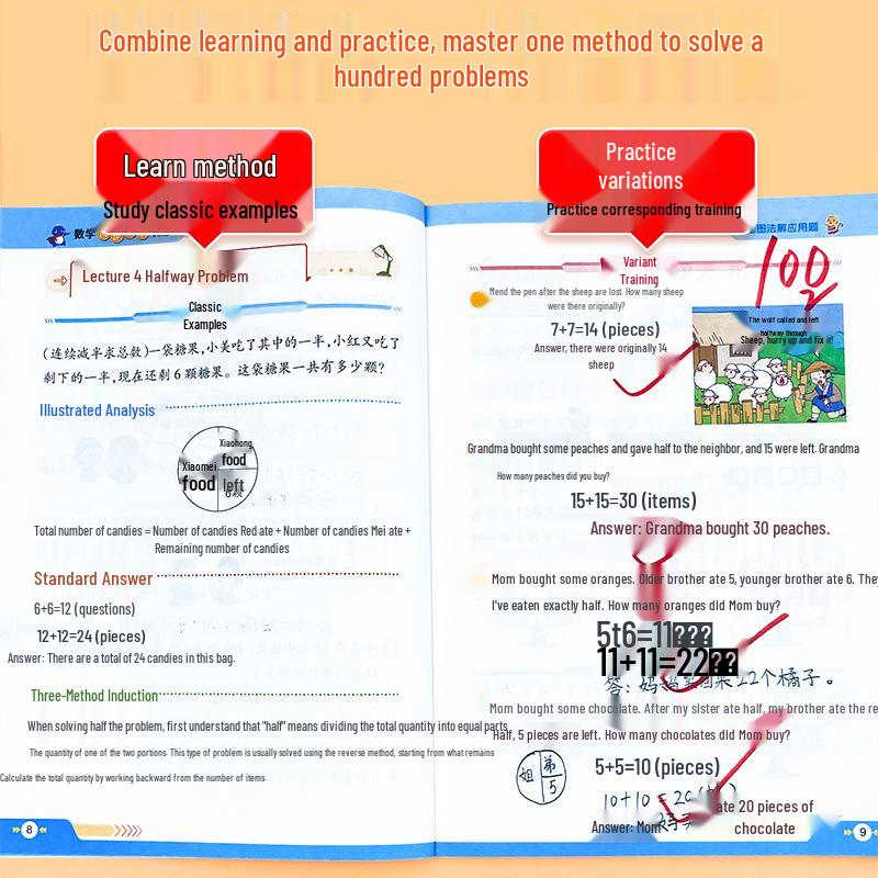 First & Second-Grade Math Textbook: Mental Math, Thinking Problems, Graphical Word Problem Solving