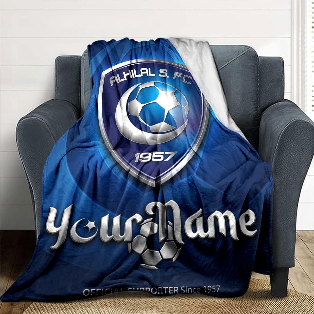 Name Custom Al-Hilal Print Flannel Blanket High Quality Warm Comfortable Cover for All Seasons Perfect for Gifts Home Decor