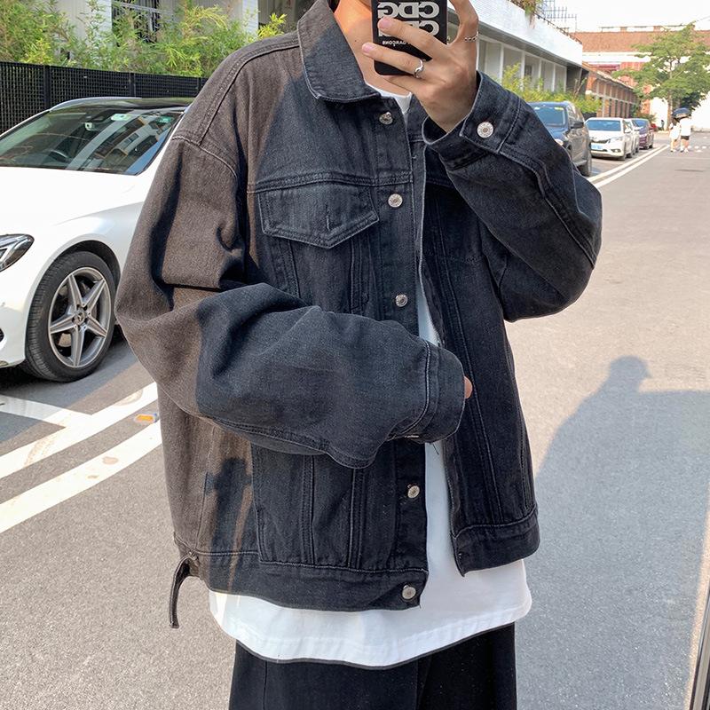 Men's Korean Style Denim Jacket – Spring/Autumn Trendy, Loose, Casual Couple's Short Workwear Outerwear