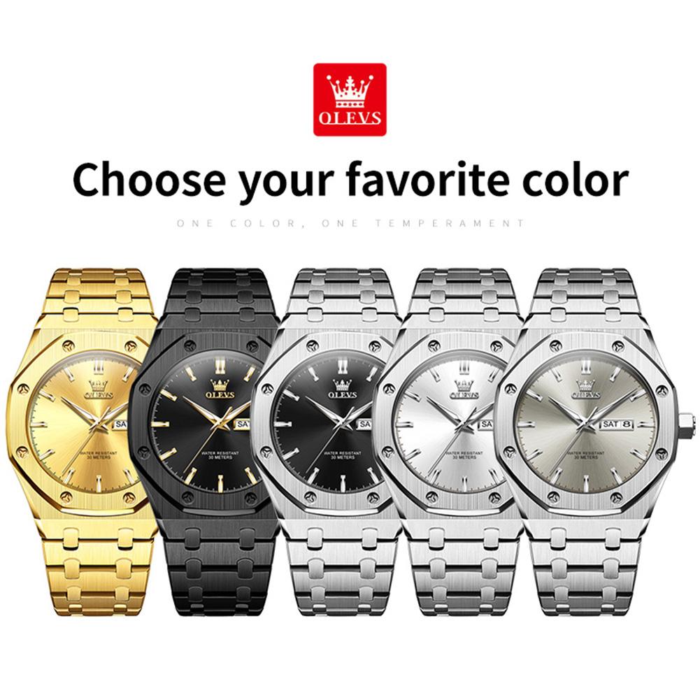 OLEVS 3726 Men's Watches Luxury Top Brand Original Quartz Wrist Watches For Man Luminous Waterproof Dual Calendar Man Watch New