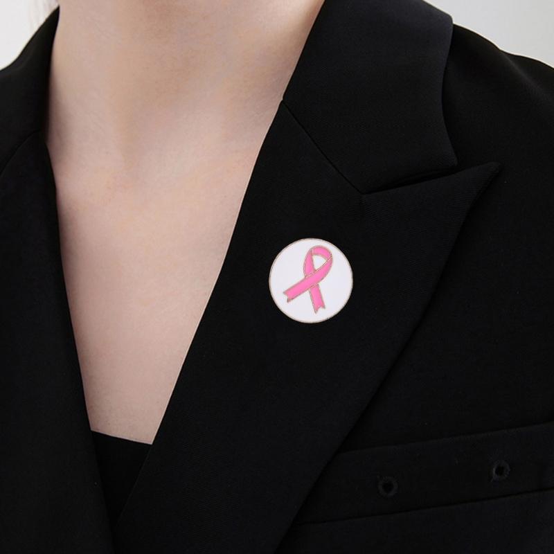 10Pcs Cancer Awareness Brooch with Back Clasp Pink Metal Ribbon Pins Awareness Lapel Pin for Clothing Dress Jackets Hat