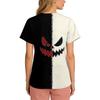 Women's Short-sleeved Halloween Print V-neck Pocket Protective Work Shirt