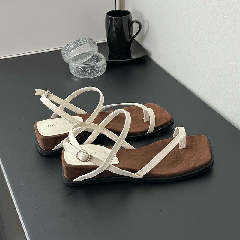 Fashion Female Wedges Footwear Heeled Sandals Shoes For Ladies Square Toe Fashion Buckle Strap Women Wedges Sandals Shoes Flip Flops