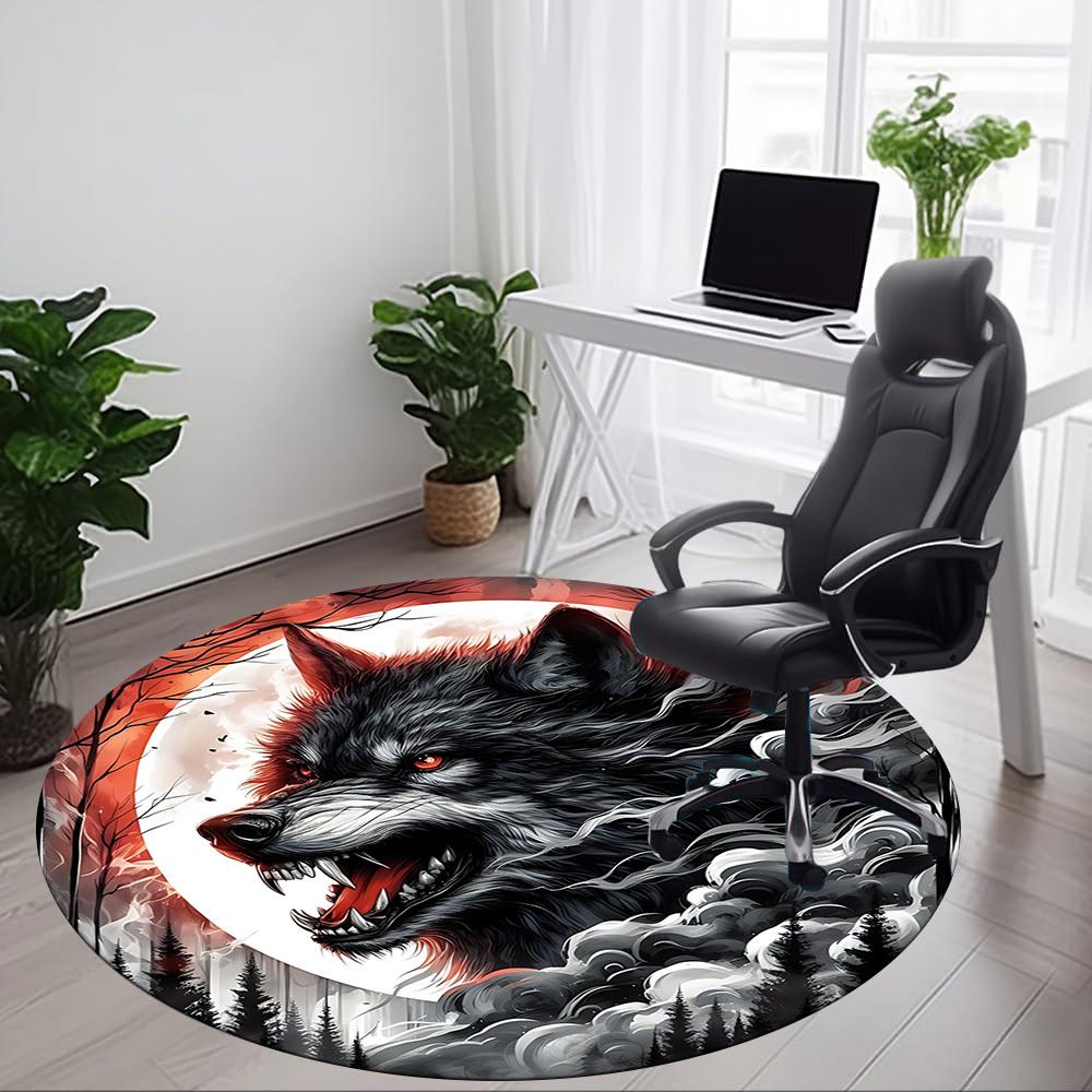 1pc Wolf Moon Night Forest Chair Carpet for Office, Non-slip, Soft and Durable Leisure Rug, Perfect for Office, Living Room yy251103123