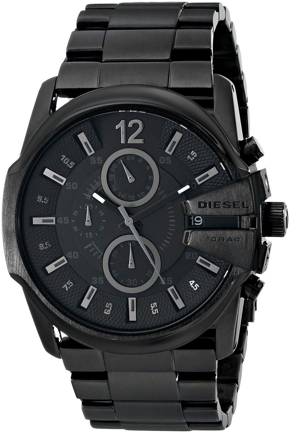 Мужские часы-хронограф Diesel All Black на браслете DZ4180 с крутыми 3D-индексами [Б/У]
