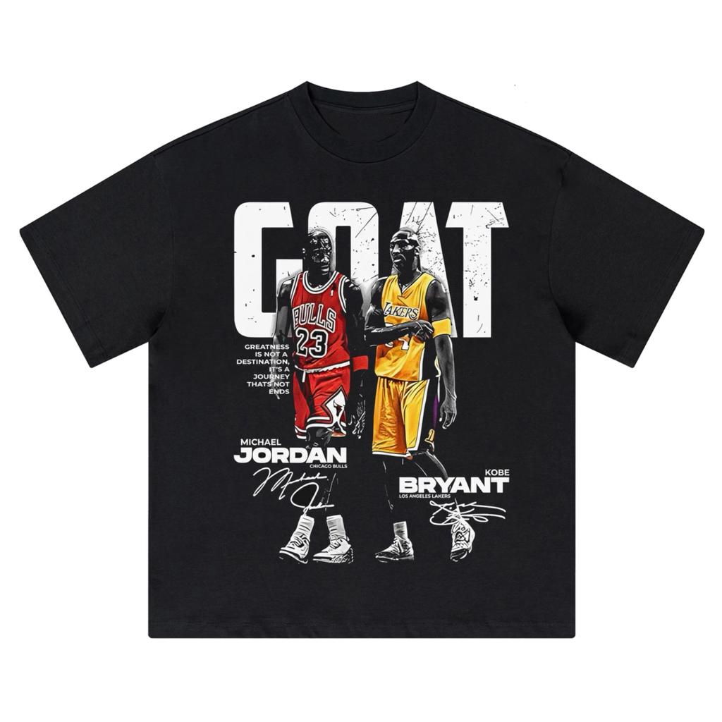 T-shirt casual a maniche corte con girocollo e stampa grafica MJ e Kobe Bryant per
