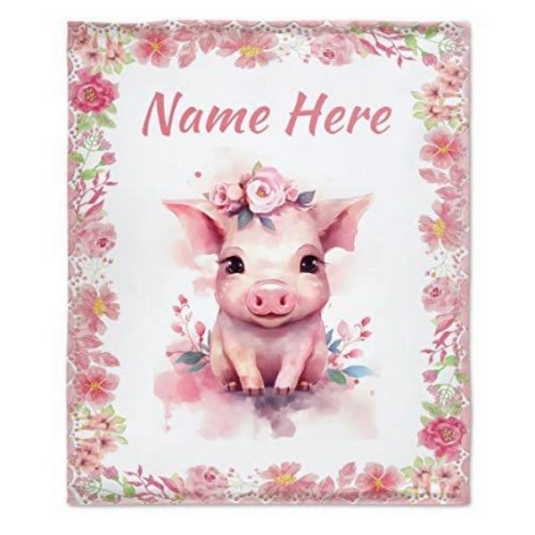Cartoon Pig Print Flannel Blanket Sofa Nap Blanket Sheet Bedspread Blanket