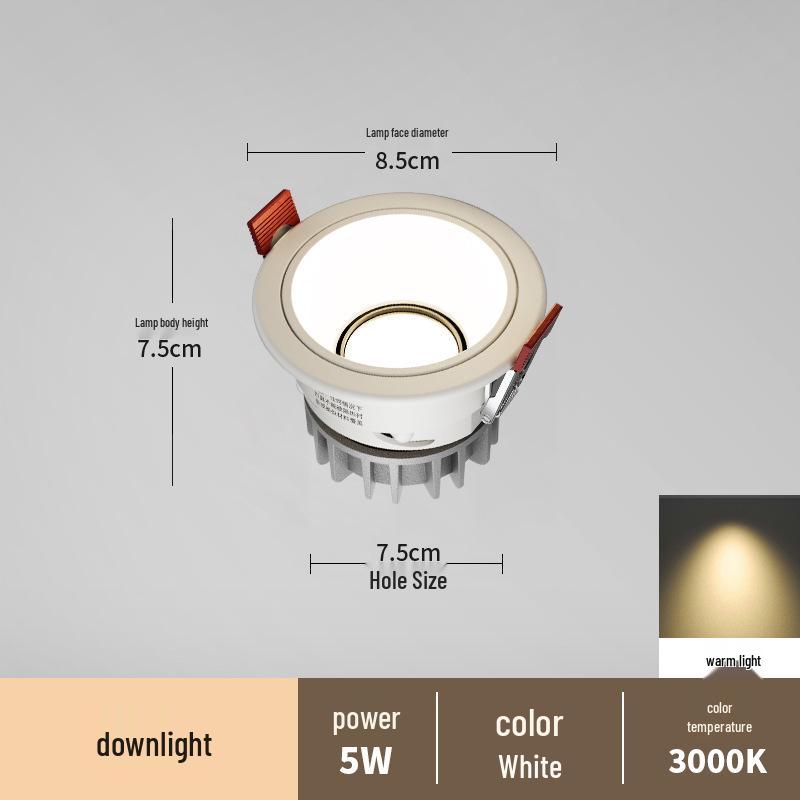 Spot încastrat fără ramă anti-orbire pentru sufragerii și holuri