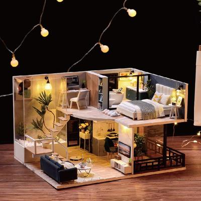 Casa Modelo Miniatura DIY de Madera Hecha a Mano - Regalo Educativo de Cumpleaños para Niños