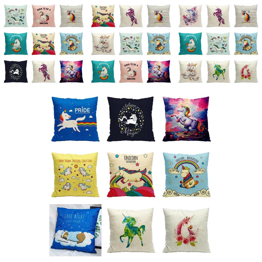Adorable Unicorn Cushion Cover Cozy Polyester Throw Pillow Case For Home Decor
