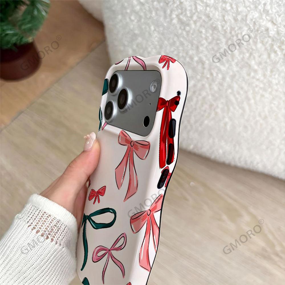 Korean Color Bow Mobile Phone Case iPhone15pm Wave Double-layer Film Case Apple 17 Women's Protective Case