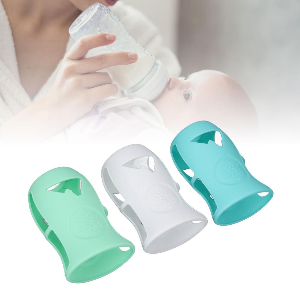 3pcs Bottle Silicone Sleeve Shatter Proof Silicone Bottle Cover Anti Flowing Sleeve for Glass Baby Bottles 8 Oz Series