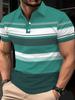 Men'S Color-Blocked Striped Short-Sleeve Polo for Golf, Featuring a Casual Style with Slight Stretch And a Regular Fit, Perfect for Summer Golfing